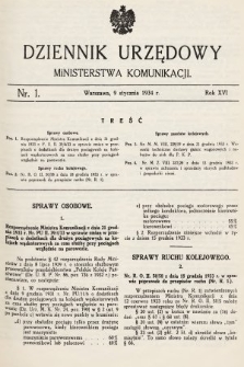 Dziennik Urzędowy Ministerstwa Komunikacji. 1934, nr 1