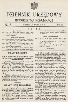 Dziennik Urzędowy Ministerstwa Komunikacji. 1934, nr 3