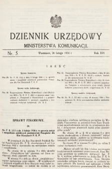 Dziennik Urzędowy Ministerstwa Komunikacji. 1934, nr 5