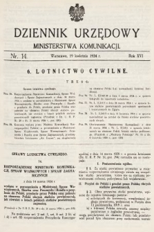 Dziennik Urzędowy Ministerstwa Komunikacji. 1934, nr 14