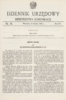 Dziennik Urzędowy Ministerstwa Komunikacji. 1934, nr 16