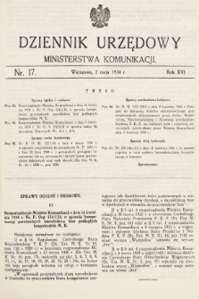 Dziennik Urzędowy Ministerstwa Komunikacji. 1934, nr 17