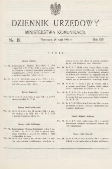 Dziennik Urzędowy Ministerstwa Komunikacji. 1934, nr 18
