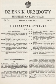 Dziennik Urzędowy Ministerstwa Komunikacji. 1934, nr 24