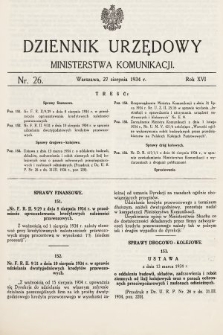 Dziennik Urzędowy Ministerstwa Komunikacji. 1934, nr 26