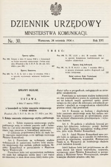 Dziennik Urzędowy Ministerstwa Komunikacji. 1934, nr 30