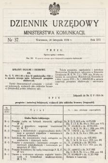 Dziennik Urzędowy Ministerstwa Komunikacji. 1934, nr 37