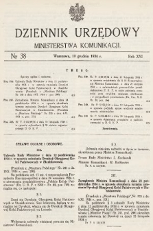 Dziennik Urzędowy Ministerstwa Komunikacji. 1934, nr 38