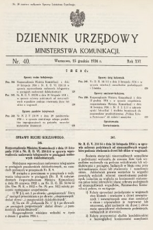 Dziennik Urzędowy Ministerstwa Komunikacji. 1934, nr 40