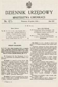 Dziennik Urzędowy Ministerstwa Komunikacji. 1934, nr 42