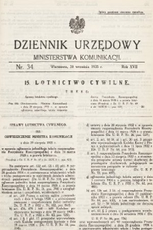 Dziennik Urzędowy Ministerstwa Komunikacji. 1935, nr 34