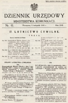 Dziennik Urzędowy Ministerstwa Komunikacji. 1935, nr 41