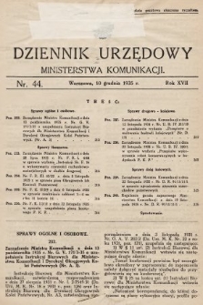 Dziennik Urzędowy Ministerstwa Komunikacji. 1935, nr 44