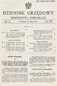 Dziennik Urzędowy Ministerstwa Komunikacji. 1936, nr 8