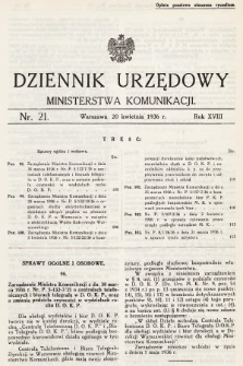 Dziennik Urzędowy Ministerstwa Komunikacji. 1936, nr 21