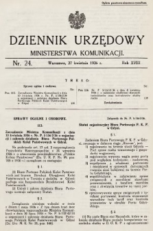 Dziennik Urzędowy Ministerstwa Komunikacji. 1936, nr 24