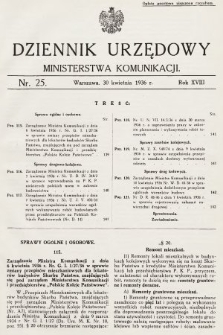Dziennik Urzędowy Ministerstwa Komunikacji. 1936, nr 25