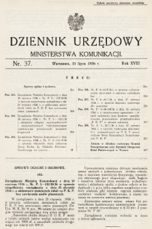 Dziennik Urzędowy Ministerstwa Komunikacji. 1936, nr 37