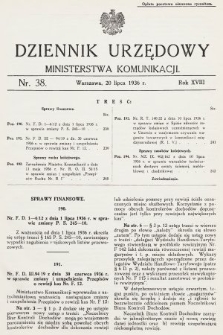 Dziennik Urzędowy Ministerstwa Komunikacji. 1936, nr 38