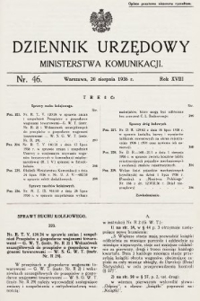 Dziennik Urzędowy Ministerstwa Komunikacji. 1936, nr 46