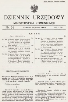 Dziennik Urzędowy Ministerstwa Komunikacji. 1936, nr 64