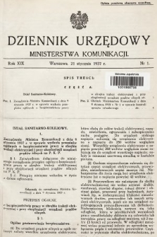Dziennik Urzędowy Ministerstwa Komunikacji. 1937, nr 1