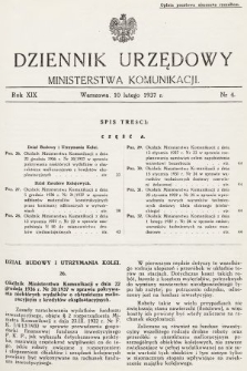 Dziennik Urzędowy Ministerstwa Komunikacji. 1937, nr 4
