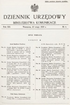 Dziennik Urzędowy Ministerstwa Komunikacji. 1937, nr 6
