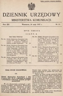 Dziennik Urzędowy Ministerstwa Komunikacji. 1937, nr 15