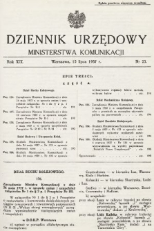 Dziennik Urzędowy Ministerstwa Komunikacji. 1937, nr 23