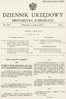 Dziennik Urzędowy Ministerstwa Komunikacji. 1937, nr 31