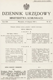 Dziennik Urzędowy Ministerstwa Komunikacji. 1937, nr 33