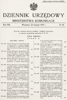 Dziennik Urzędowy Ministerstwa Komunikacji. 1937, nr 34