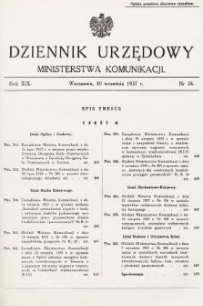 Dziennik Urzędowy Ministerstwa Komunikacji. 1937, nr 38