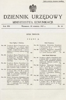 Dziennik Urzędowy Ministerstwa Komunikacji. 1937, nr 40