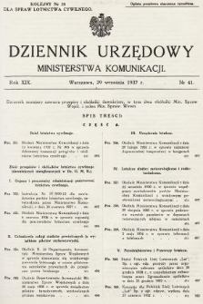Dziennik Urzędowy Ministerstwa Komunikacji. 1937, nr 41
