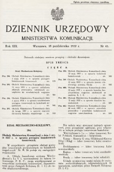 Dziennik Urzędowy Ministerstwa Komunikacji. 1937, nr 45