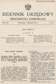 Dziennik Urzędowy Ministerstwa Komunikacji. 1937, nr 50