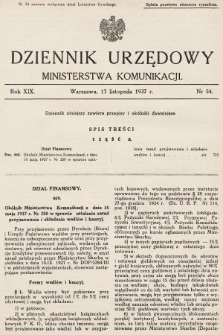 Dziennik Urzędowy Ministerstwa Komunikacji. 1937, nr 54