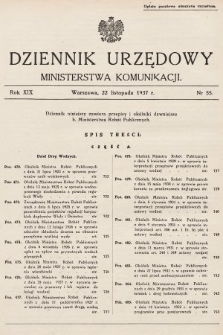 Dziennik Urzędowy Ministerstwa Komunikacji. 1937, nr 55
