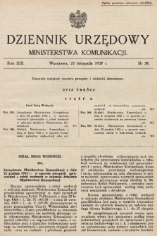 Dziennik Urzędowy Ministerstwa Komunikacji. 1937, nr 58