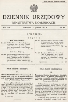 Dziennik Urzędowy Ministerstwa Komunikacji. 1937, nr 62