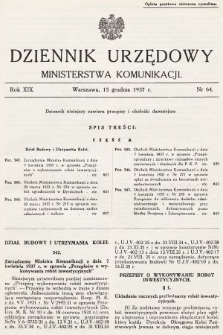 Dziennik Urzędowy Ministerstwa Komunikacji. 1937, nr 64