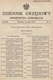 Dziennik Urzędowy Ministerstwa Komunikacji. 1937, nr 65