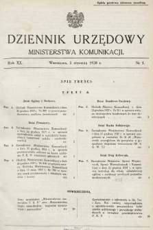 Dziennik Urzędowy Ministerstwa Komunikacji. 1938, nr 1