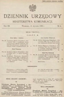 Dziennik Urzędowy Ministerstwa Komunikacji. 1938, nr 6