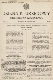 Dziennik Urzędowy Ministerstwa Komunikacji. 1938, nr 7