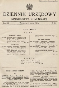Dziennik Urzędowy Ministerstwa Komunikacji. 1938, nr 26