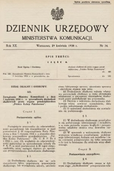 Dziennik Urzędowy Ministerstwa Komunikacji. 1938, nr 34