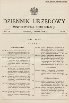 Dziennik Urzędowy Ministerstwa Komunikacji. 1938, nr 41